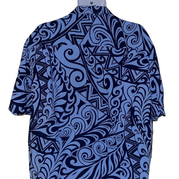 Kalaheo RJC Blue Hawaiian Shirt Mens L Abstract Button Front Beach Vacation - Picture 7 of 10
